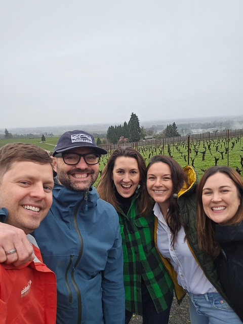 group of people at vineyard